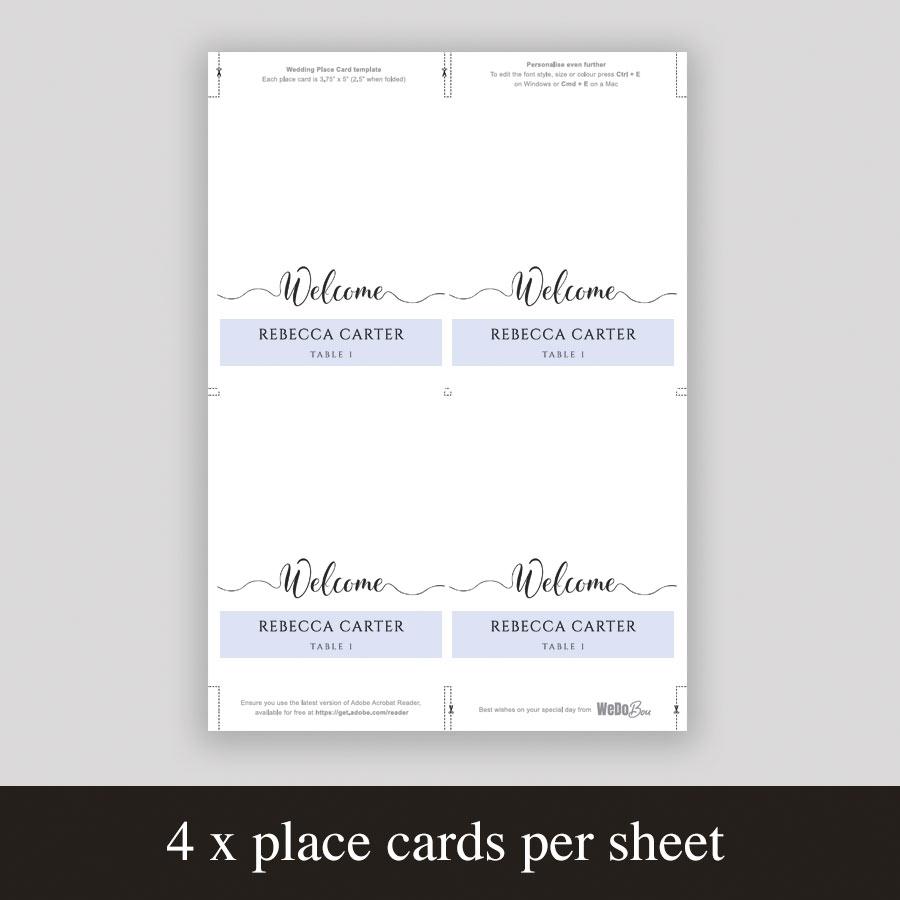 Place card deals size