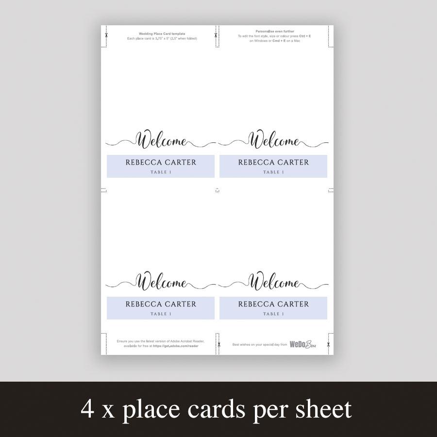 place card template download showing 4 per sheet