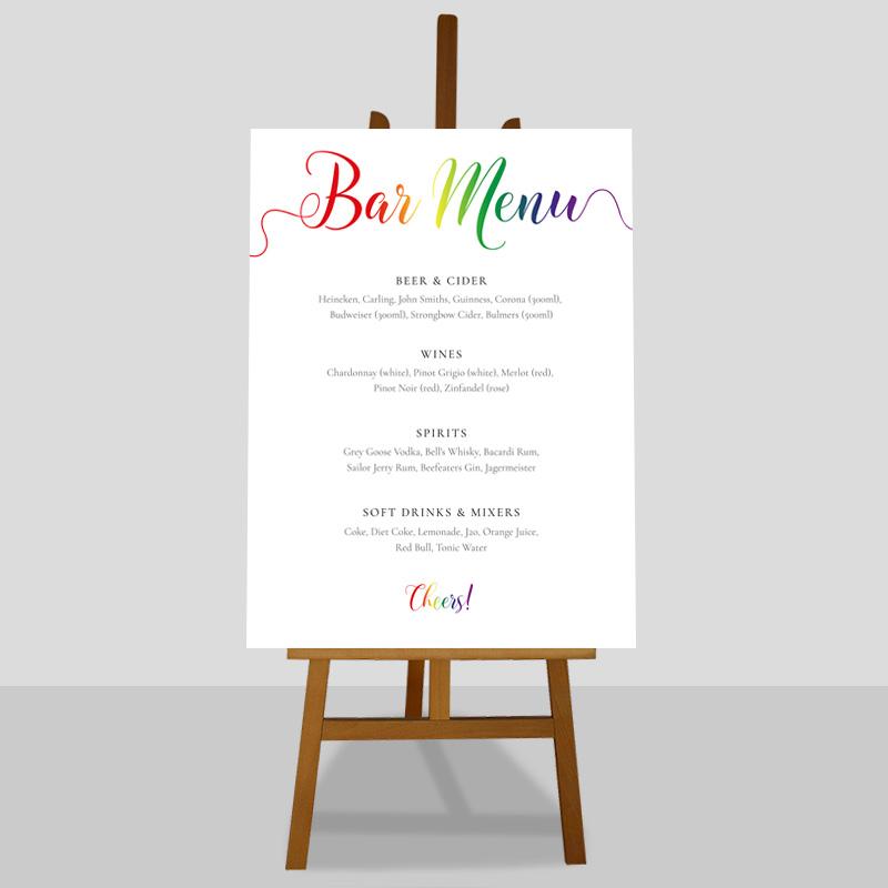 LGBT Printable Bar Menu Template