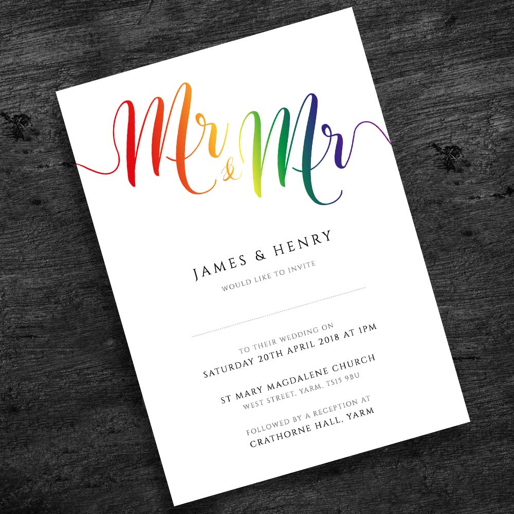pride rainbow printable gay wedding invitation