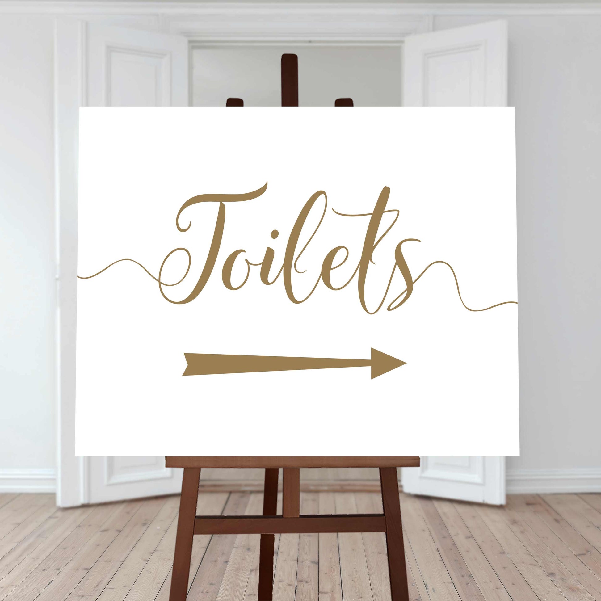 gold toilets right arrow sign