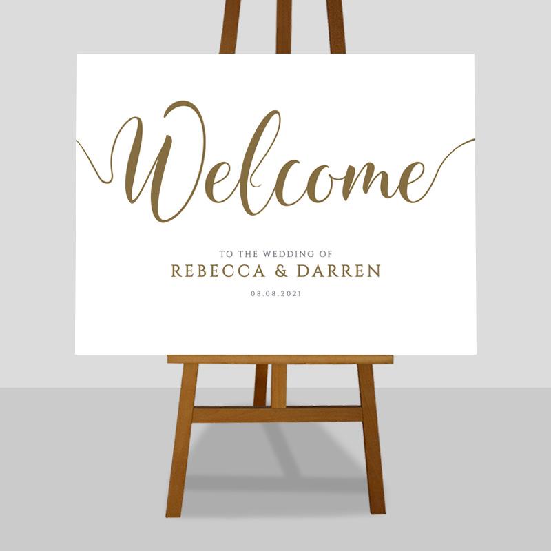 Printable gold wedding welcome sign template