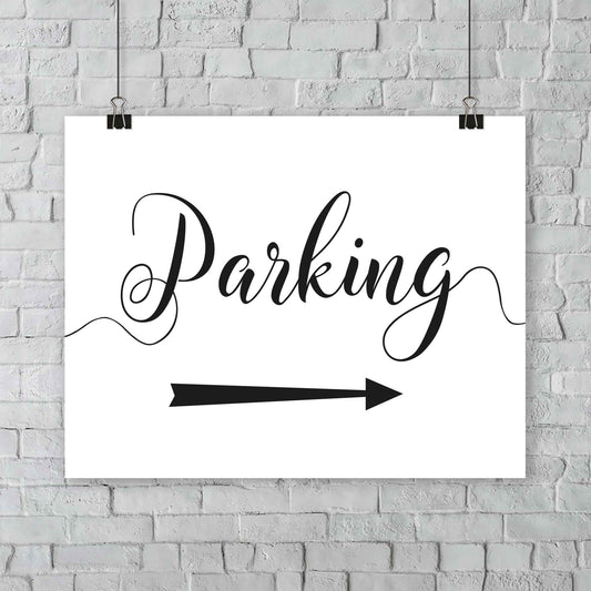 outdoor wedding parking arrow sign