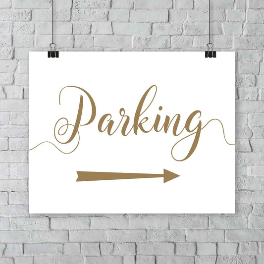 gold parking arrow outdoor wedding sign