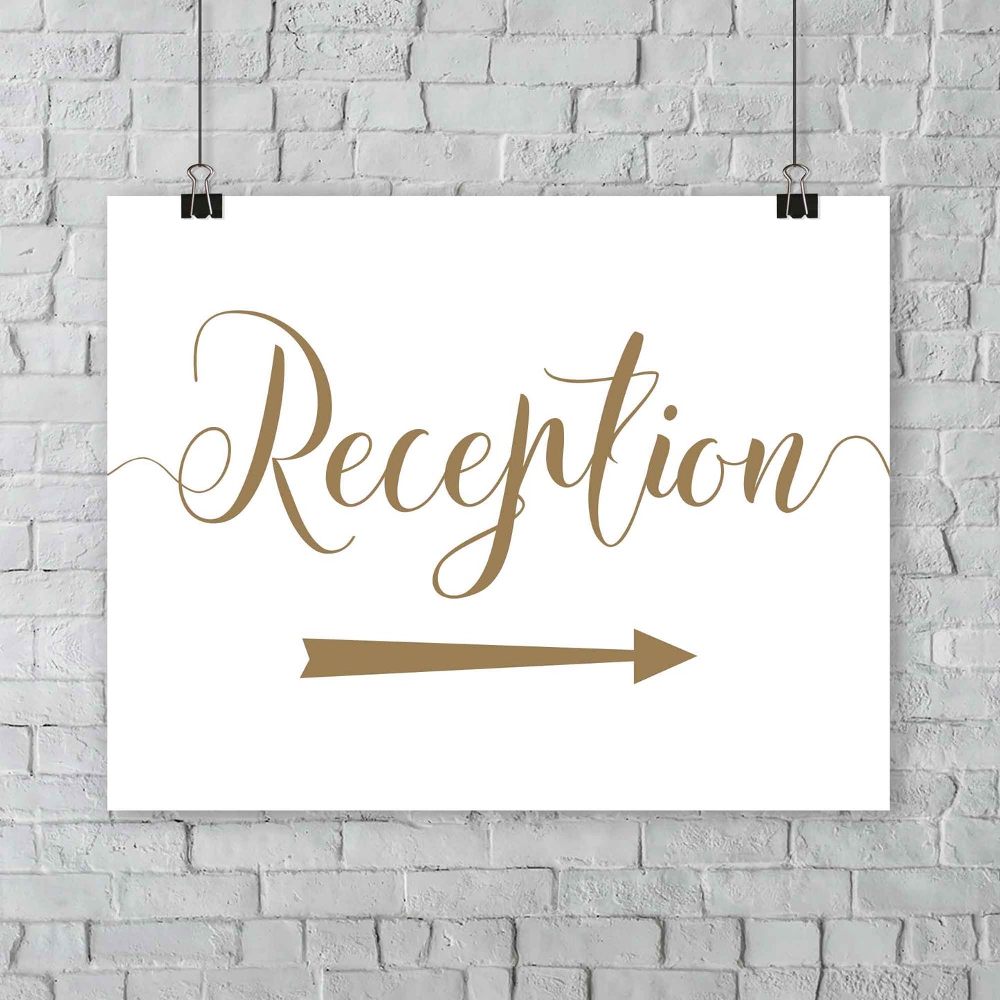 printable reception sign with gold arrow