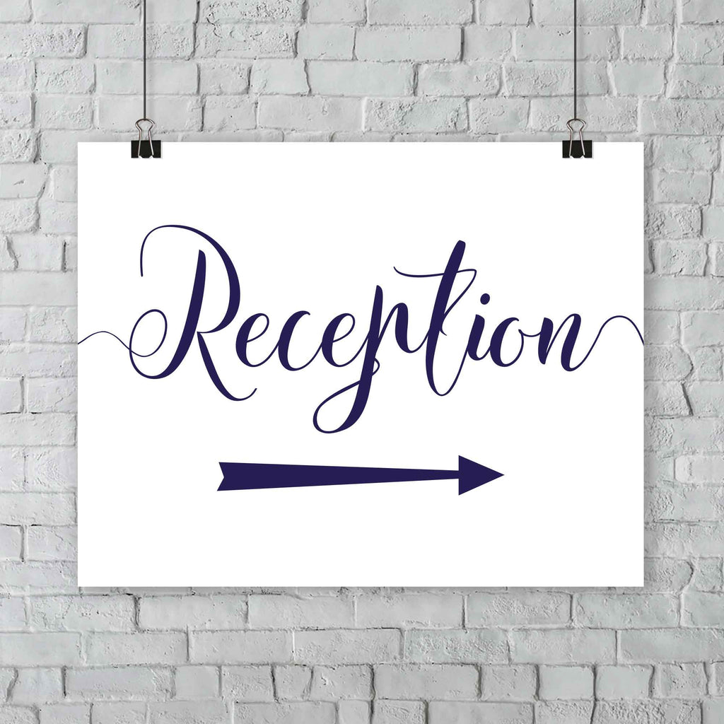 outdoor wedding reception arrow sign in navy