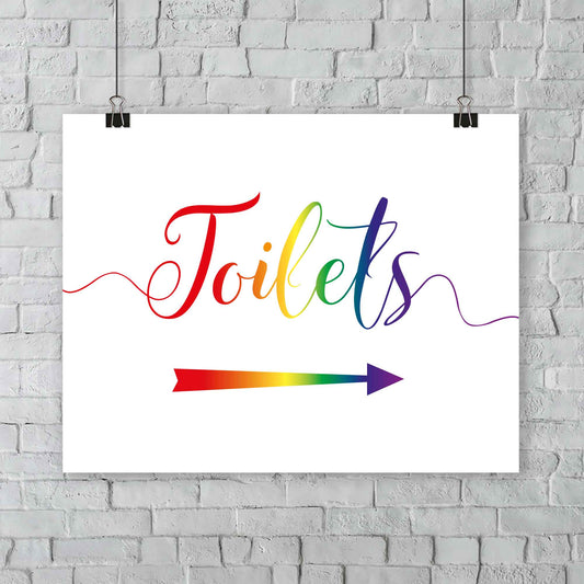 printable toilets arrow sign in rainbow colours