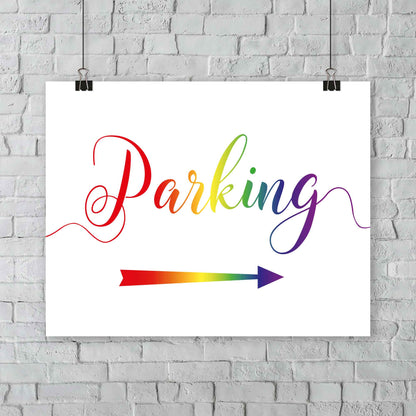 LGBT Pride Rainbow Parking Arrow Sign