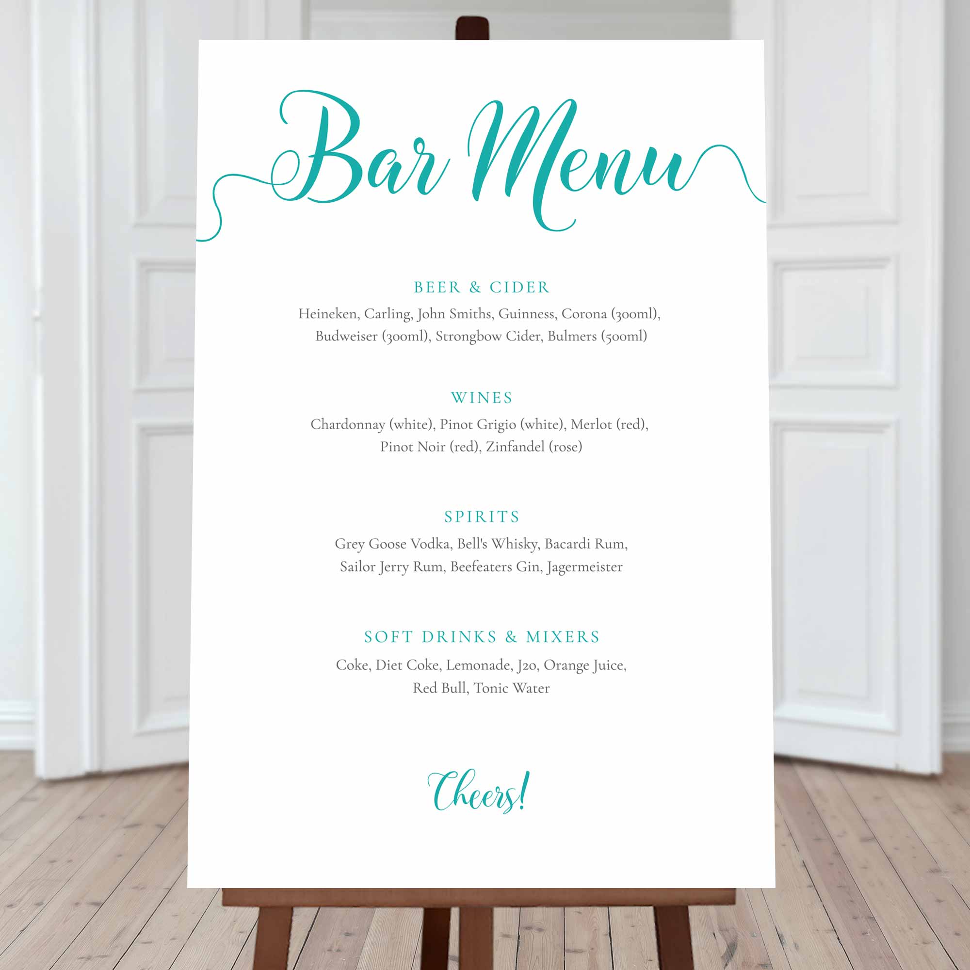 Editable Turquoise Bar Menu Template - Digital Download – We Do Bou