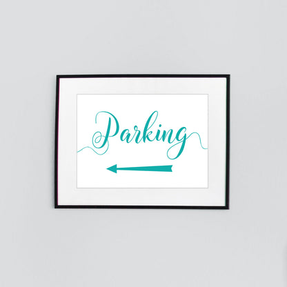 left arrow parking sign digital download printed in aqua green