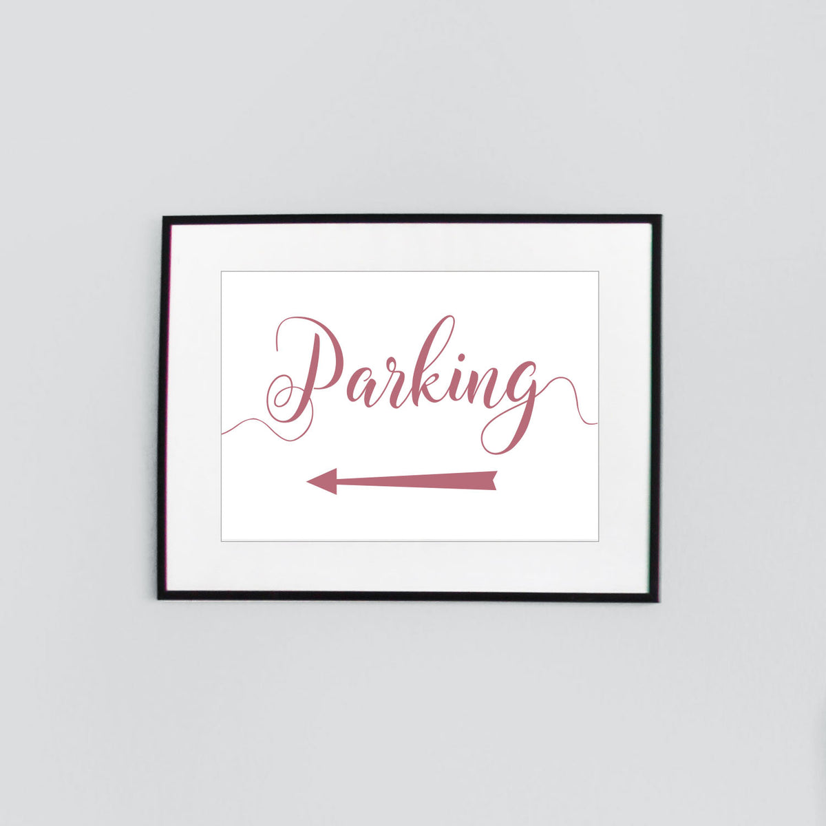left arrow parking sign digital download printed in flamingo pink
