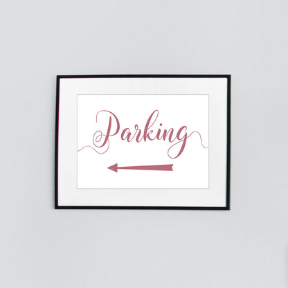 left arrow parking sign digital download printed in flamingo pink