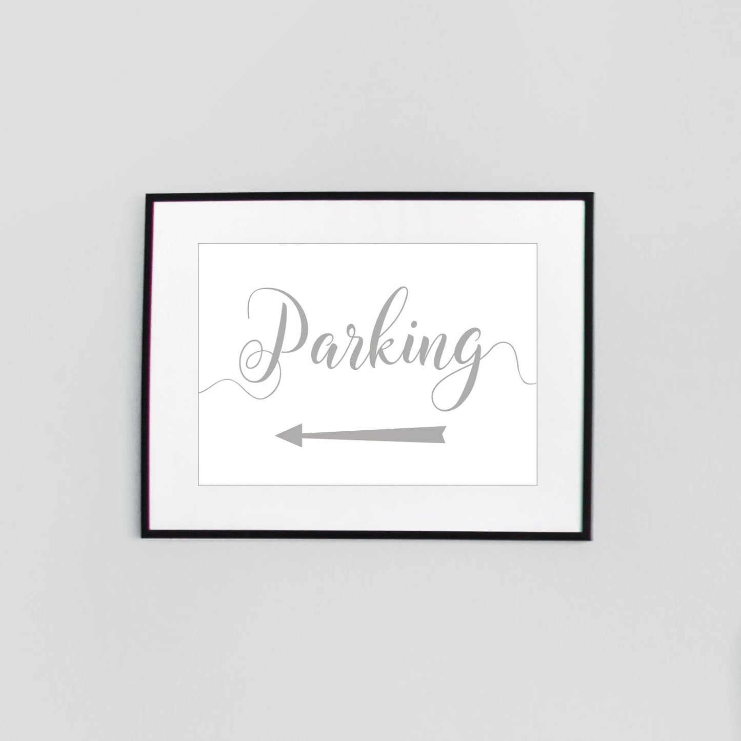 left arrow parking sign digital download printed in grey