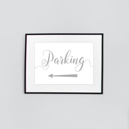 left arrow parking sign digital download printed in grey