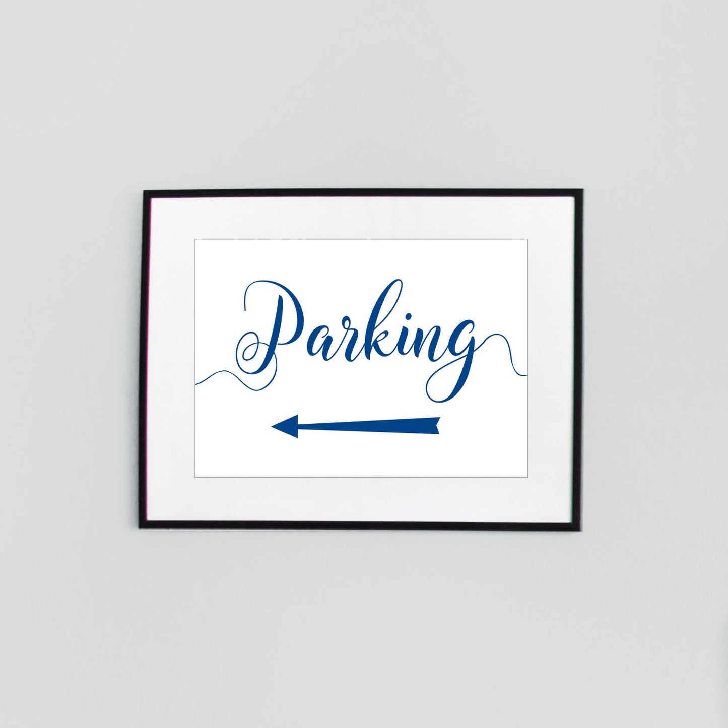 left arrow parking sign digital download printed in ocean blue