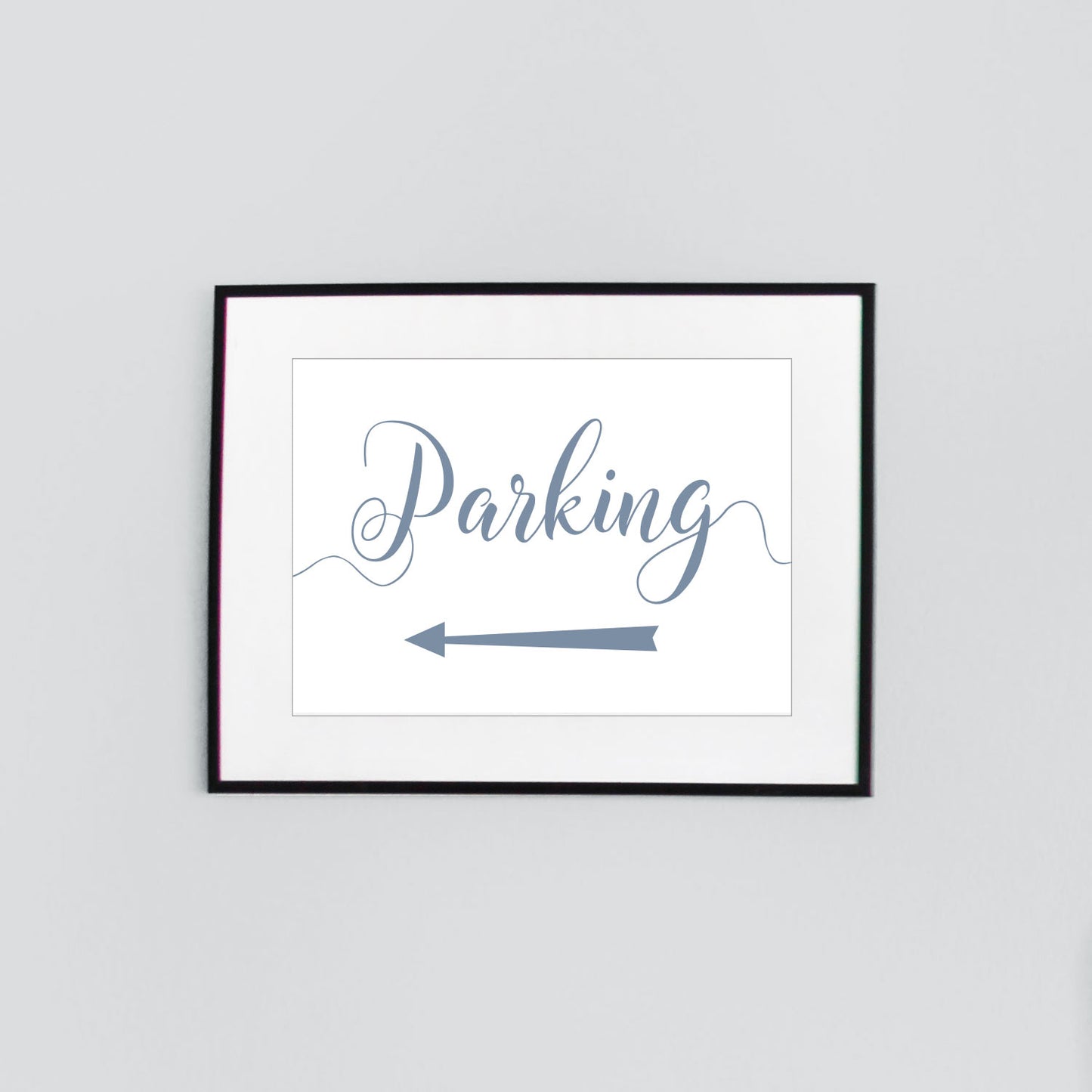 left arrow parking sign digital download printed in pale blue