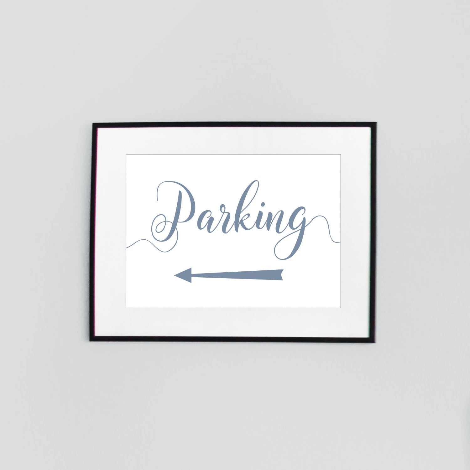 left arrow parking sign digital download printed in pale blue