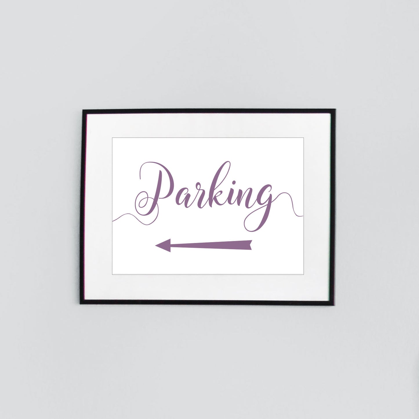 left arrow parking sign digital download printed in plum purple