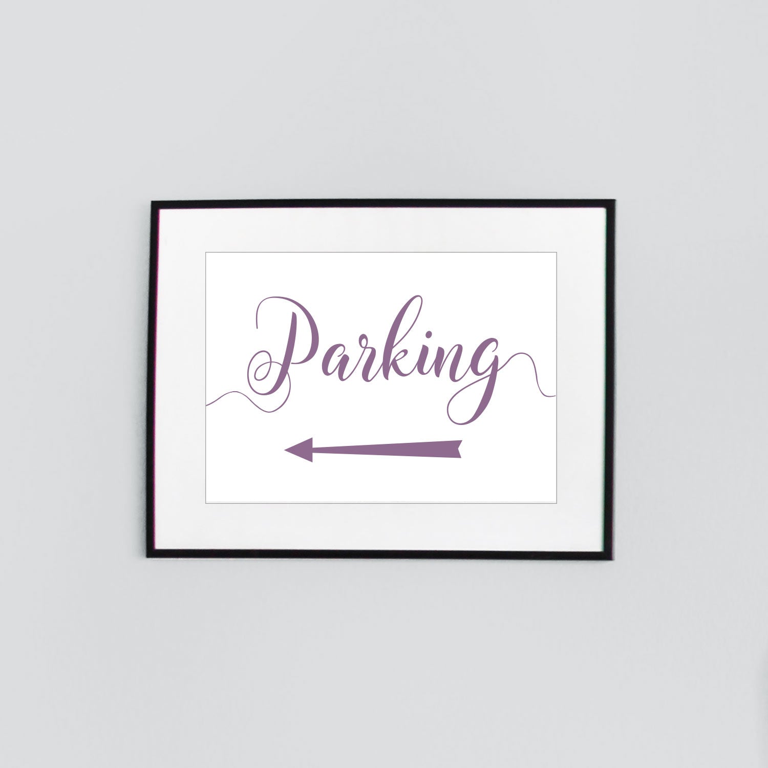 left arrow parking sign digital download printed in plum purple