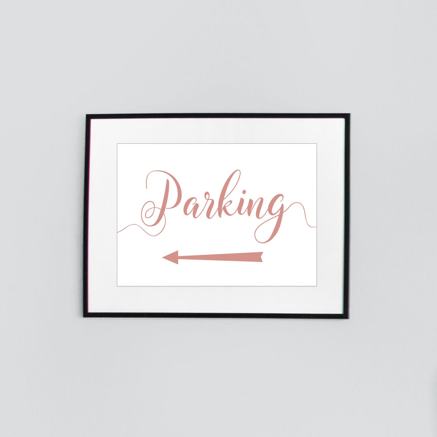 left arrow parking sign digital download printed in salmon pink