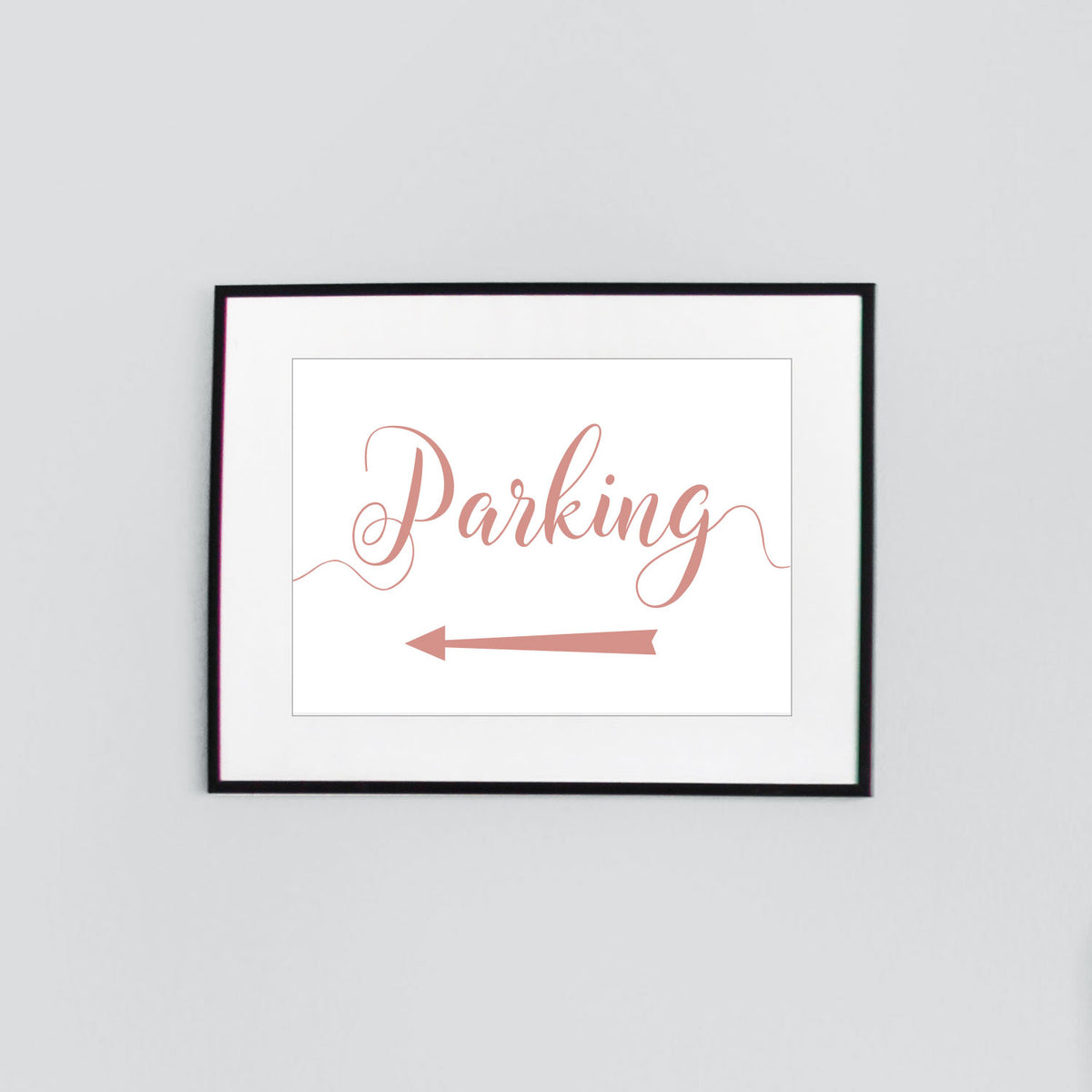 left arrow parking sign digital download printed in salmon pink