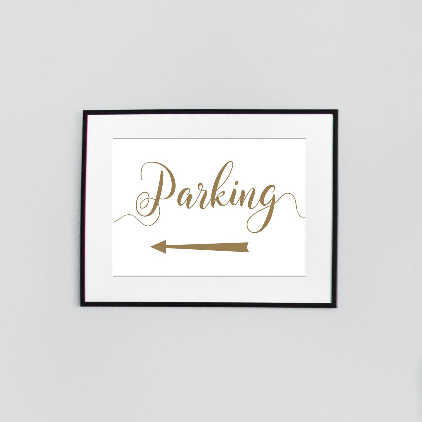 gold wedding car park arrow sign
