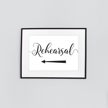 wedding rehearsal  directions sign framed print