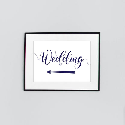 navy wedding arrow sign framed print
