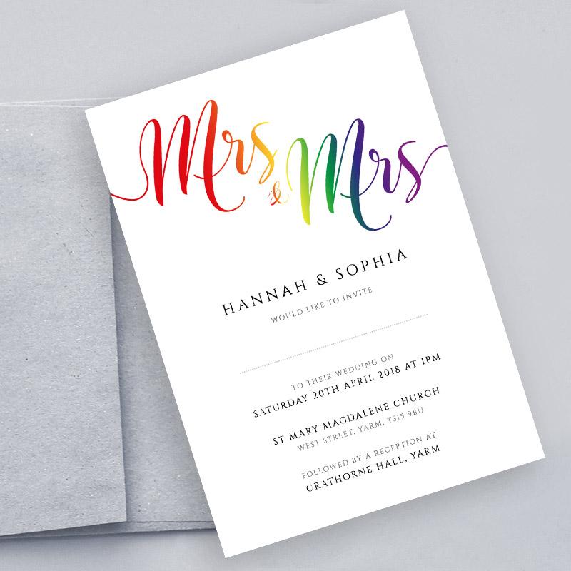 lesbian wedding invitation with envelope