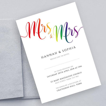 lesbian wedding invitation with envelope