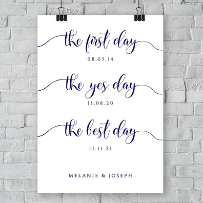 the first day, the yes day, the best day navy wedding sign