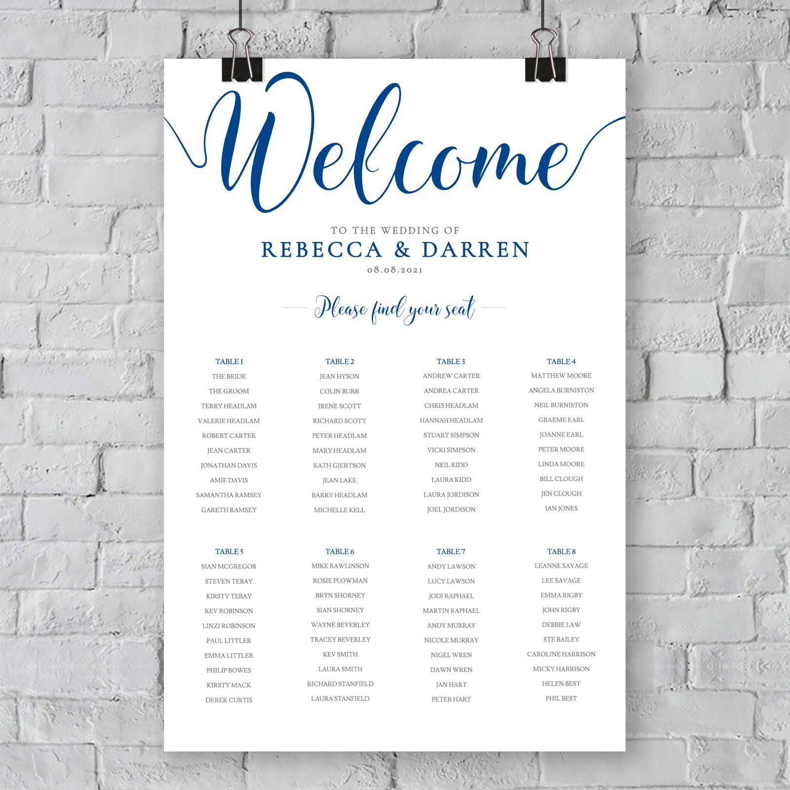 nautical wedding seating chart against a white wall