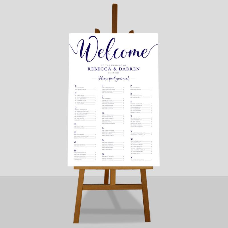 A1 nautical wedding seating plan