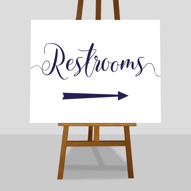printable navy wedding restrooms sign 