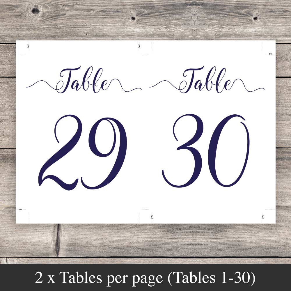 table numbers 1-30 template print 2 per page