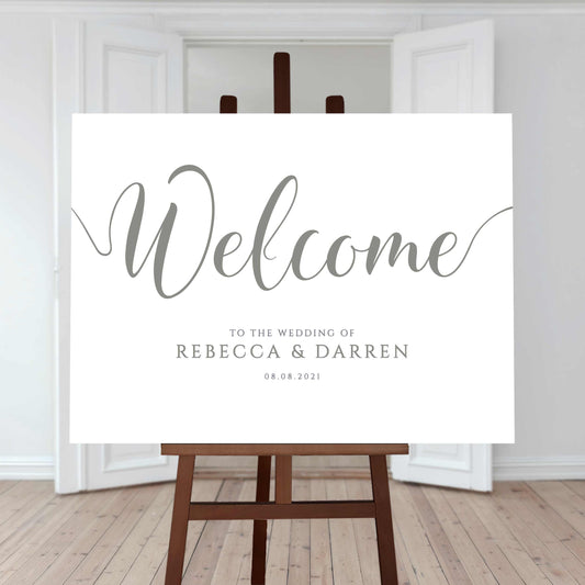 olive green wedding welcome sign