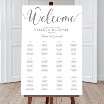 olive wedding seating plan with 12 tables