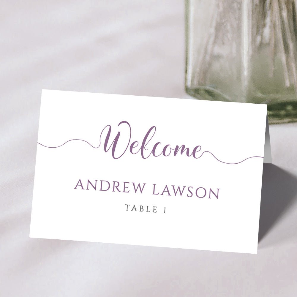 orchid purple wedding place card template
