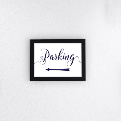 parking this way sign in a black picture frame