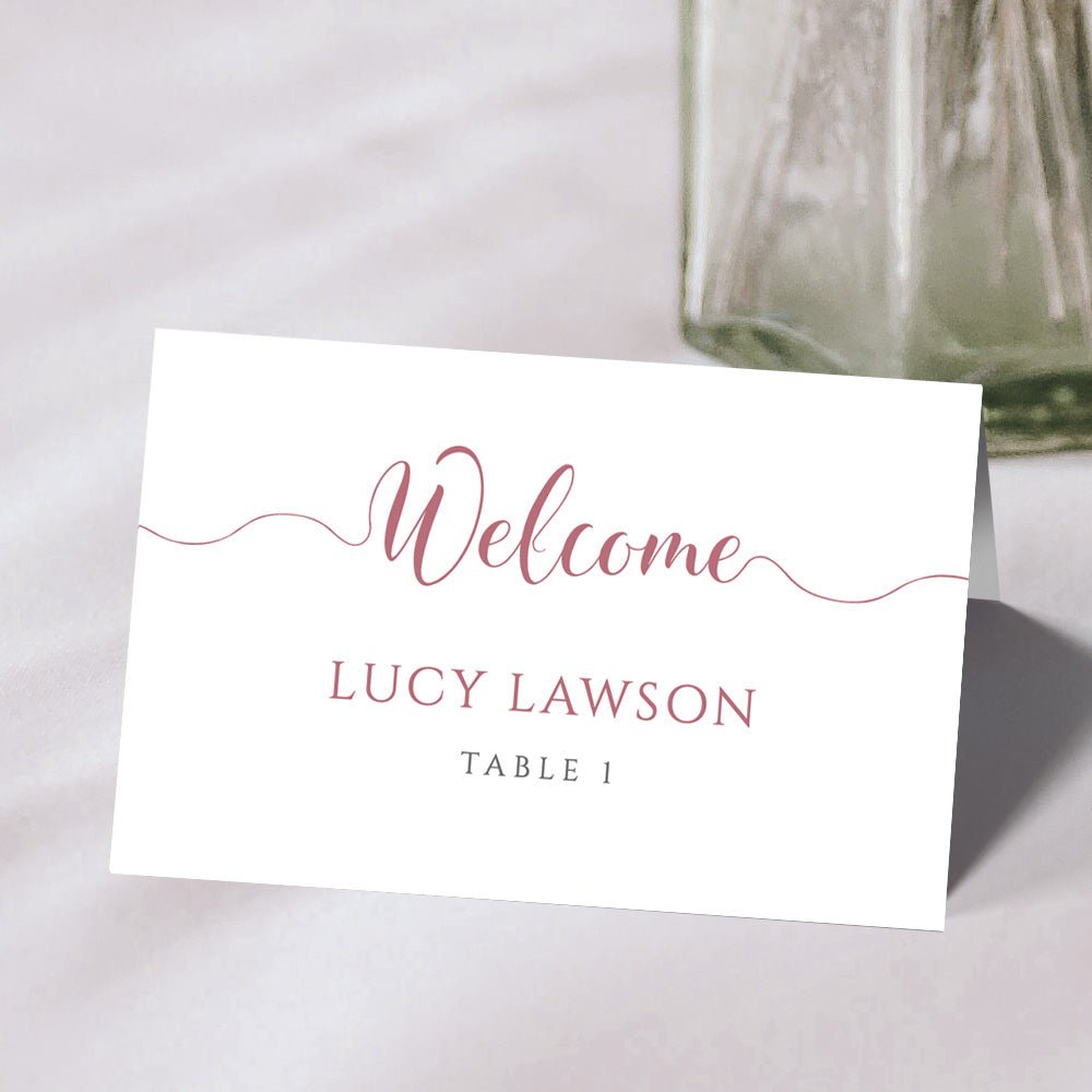 pastel pink wedding place card template