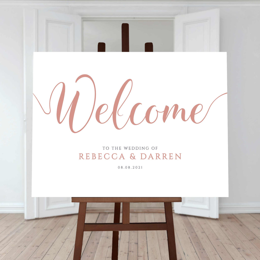 peach wedding welcome sign