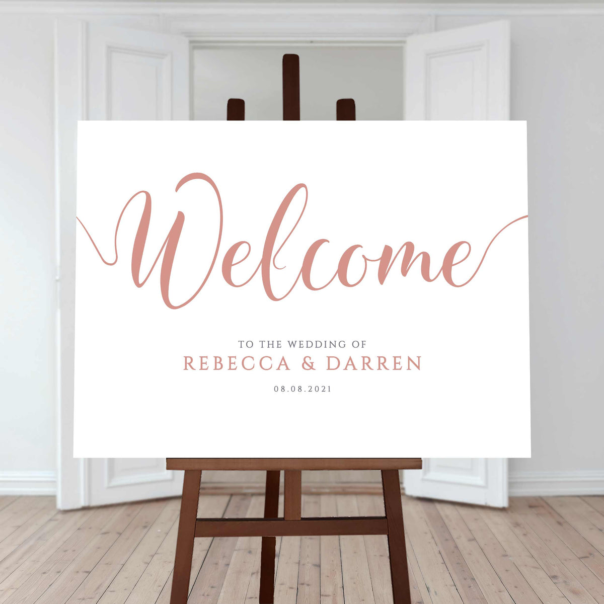 peach wedding welcome sign