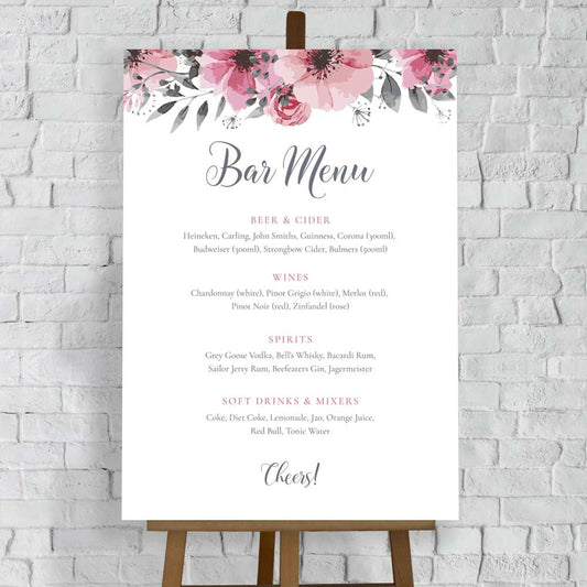 personalised floral bar menu template