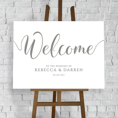 personalised wedding welcome sign in sage green