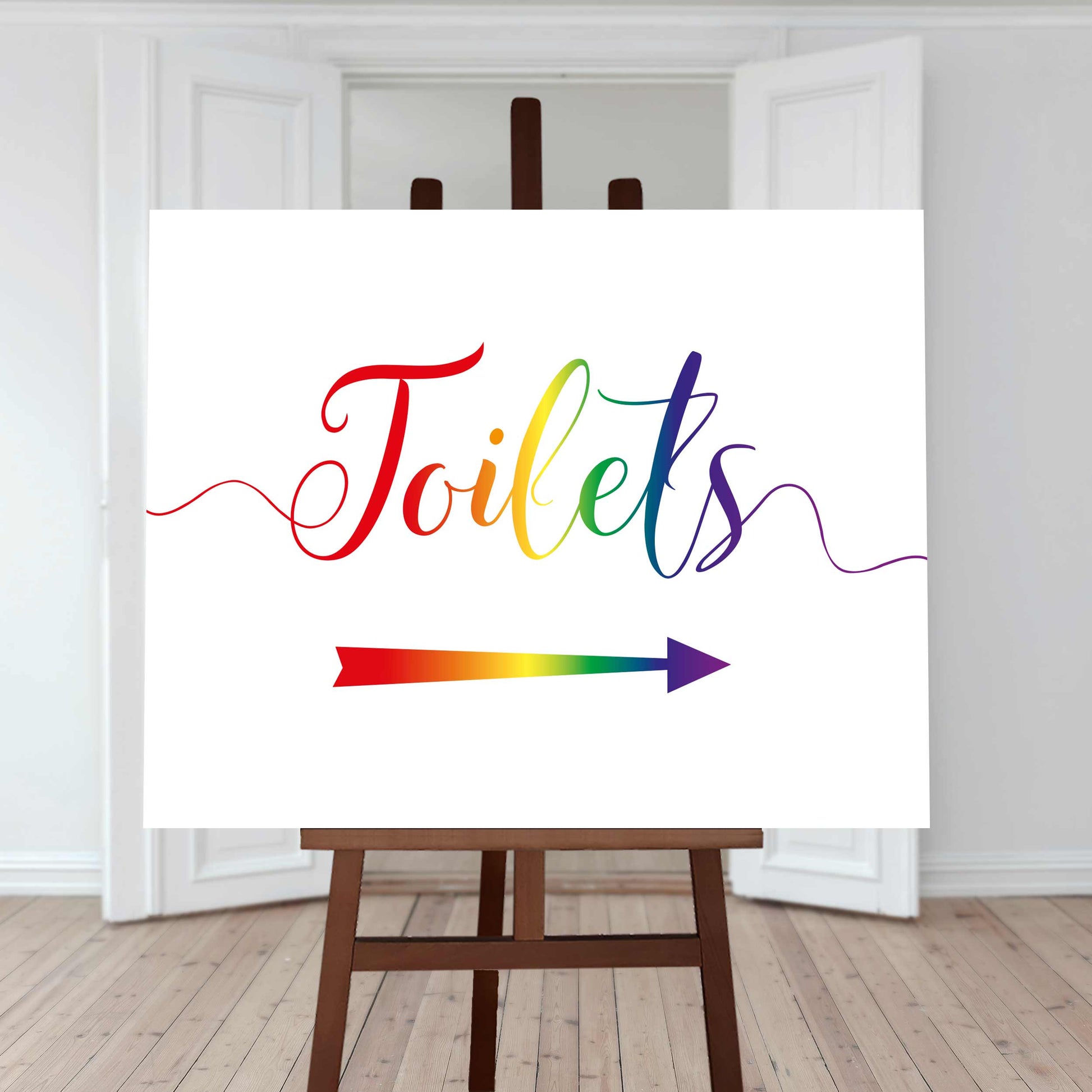 gay pride toilets sign