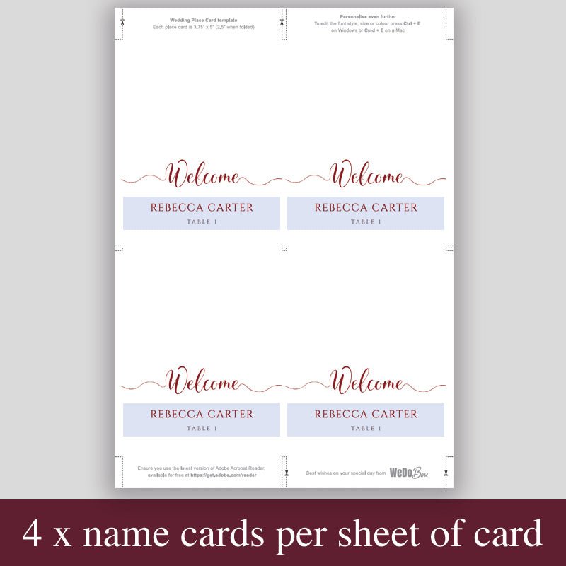 Personalised wedding deals place cards