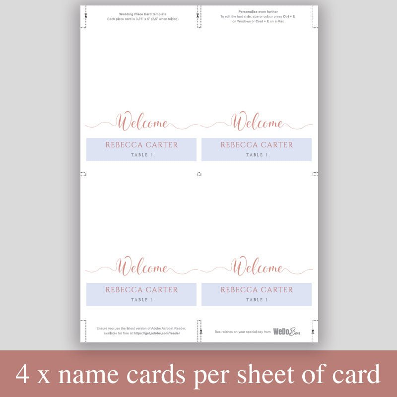 print 4 coral place cards per sheet to save paper
