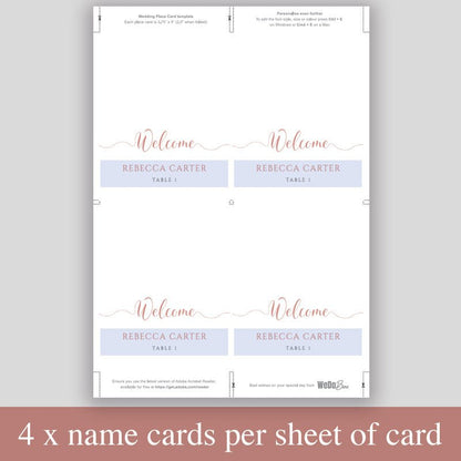 print 4 coral place cards per sheet to save paper