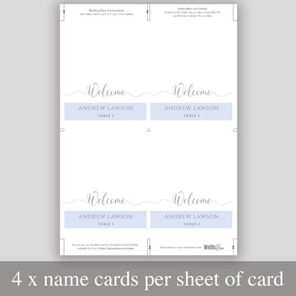 print 4 silver place cards per sheet to save paper