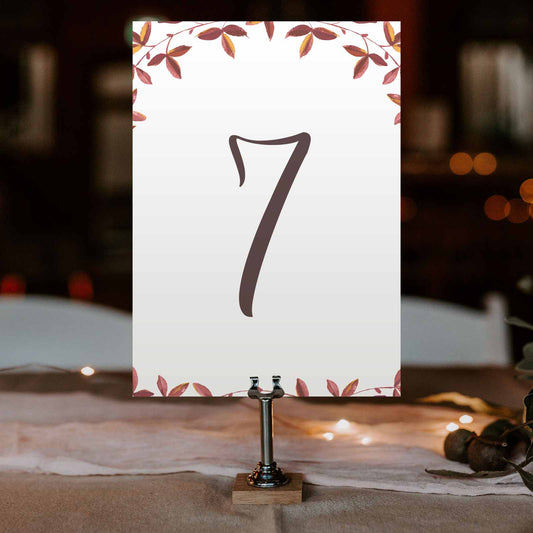 printable autumn table numbers metal stand